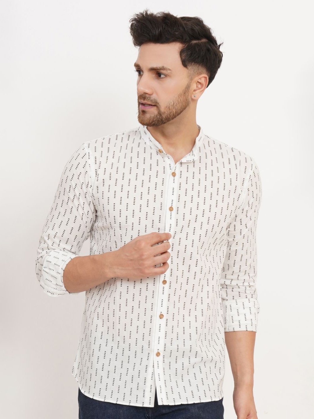 

COTLAND FASHION Men Classic Opaque Printed Casual Shirt, White
