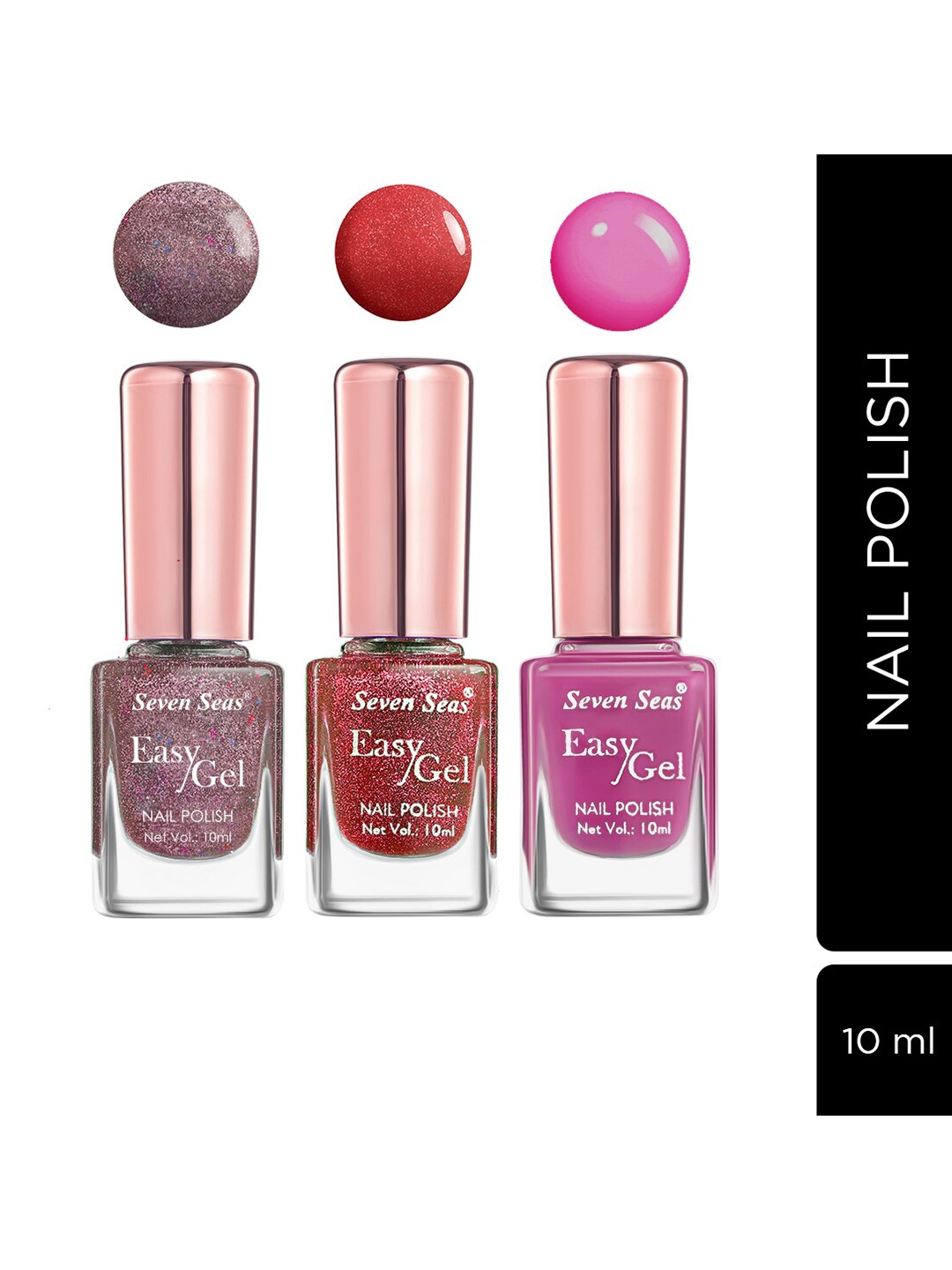 

Seven Seas Set Of 3 Easy Gel Long-Lasting Nail Polishes - 10ml Each, Pink