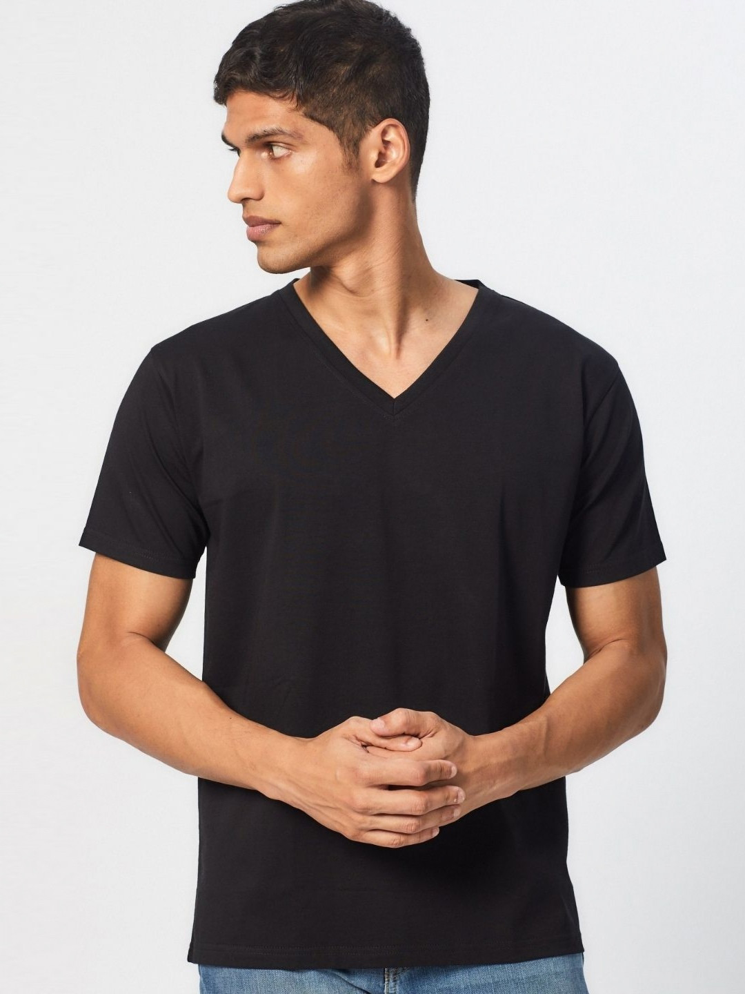 

Creatures of Habit Men Pima V-Neck Tshirt, Black