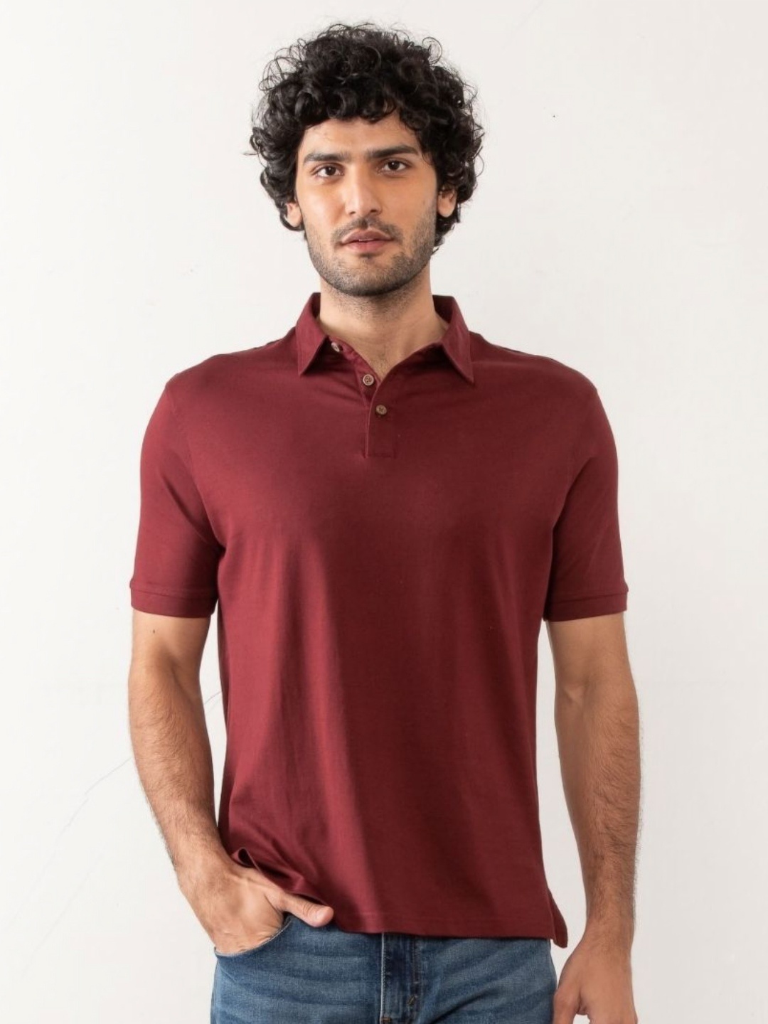 

Creatures of Habit Men Pima Jersey Polo Tshirt, Maroon