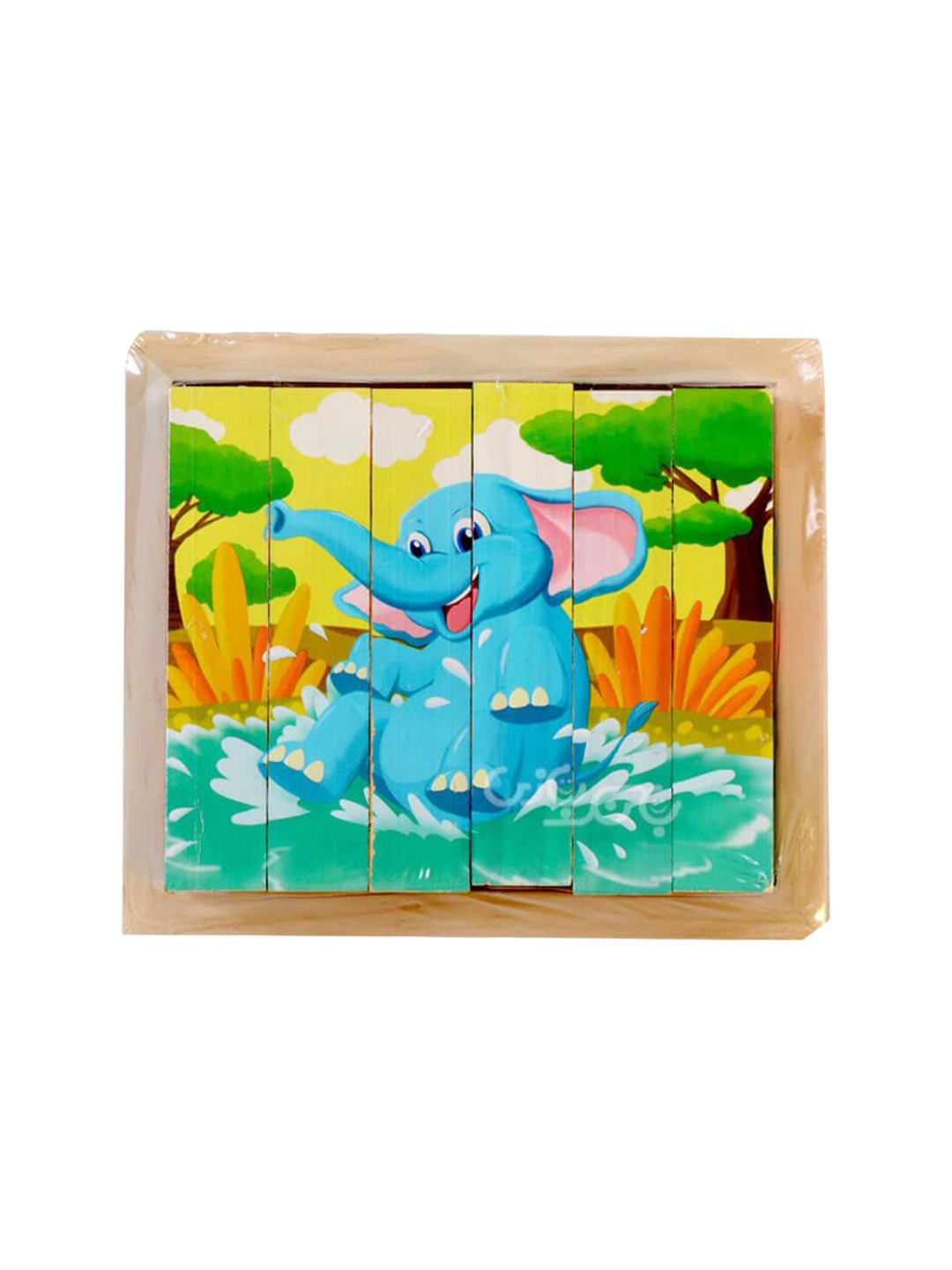 

BAESD Kids BPA Free Four in One Wooden Patterns Animal Theme Six Strip Wooden Puzzles, Blue