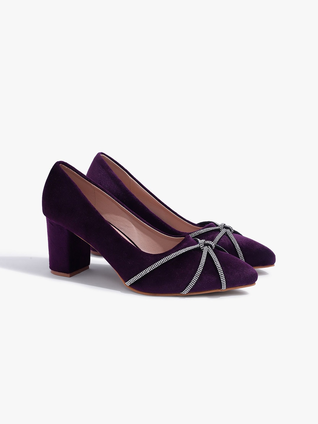 

Carlton London Women Embellished Party Block Heels Pumps, Purple