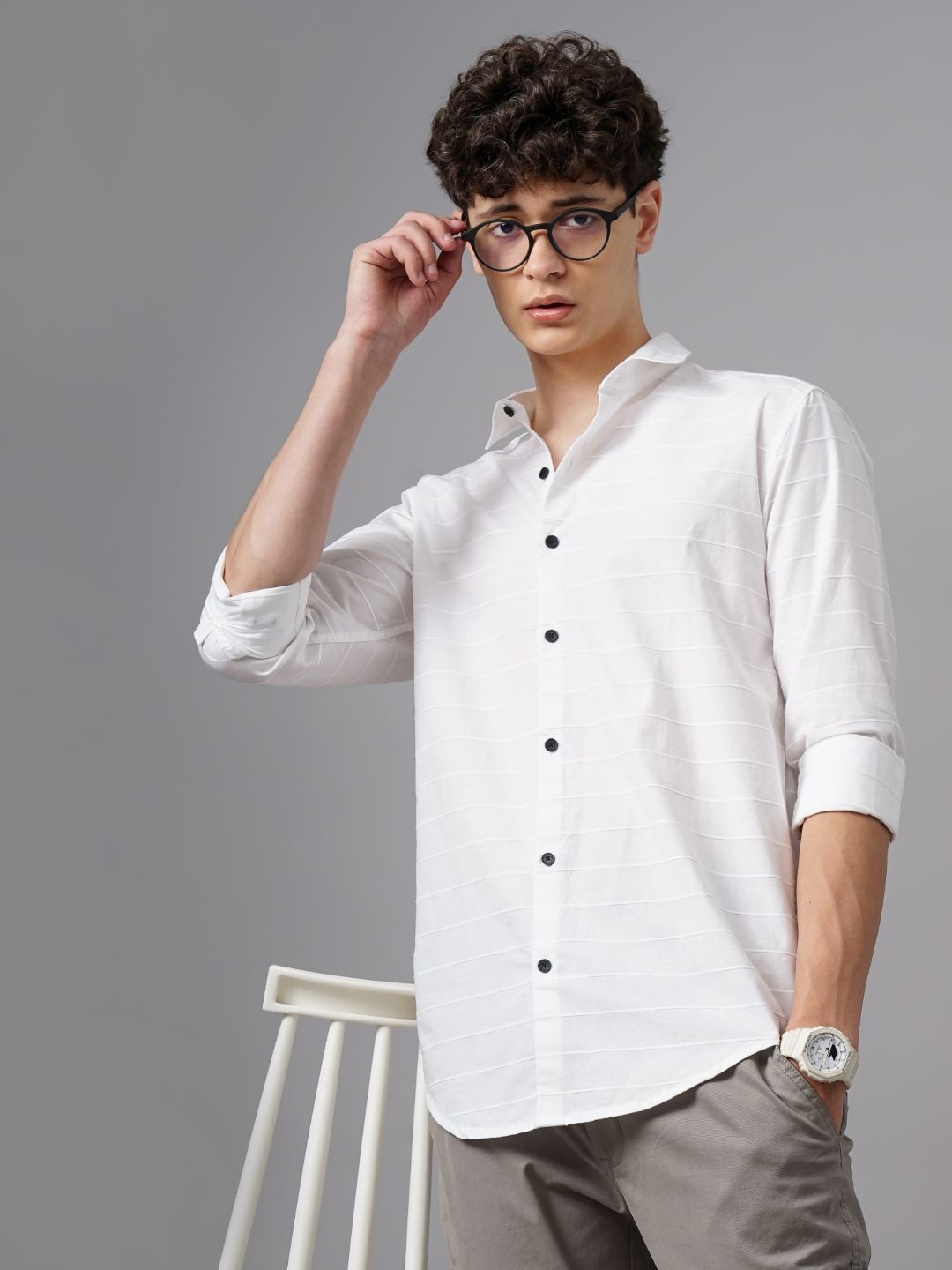 

PAUL STREET Men Smart Skinny Fit Opaque Casual Shirt, White