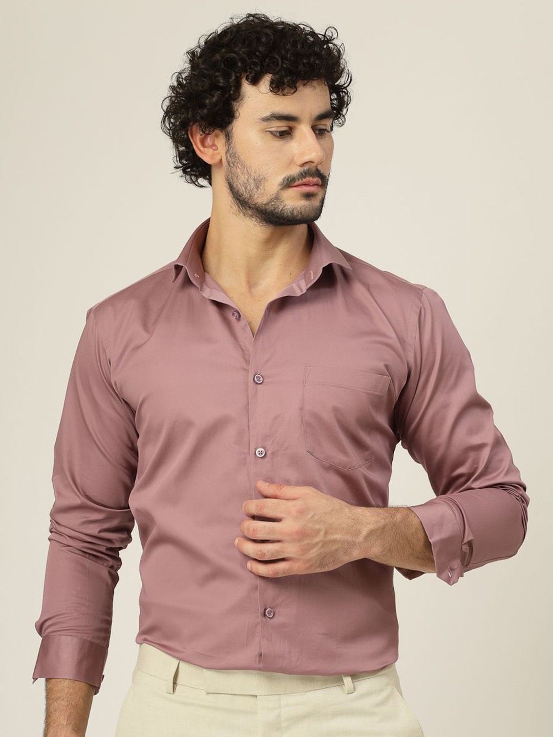 

JADEBERRY Men Classic Slim Fit Opaque Casual Shirt, Pink