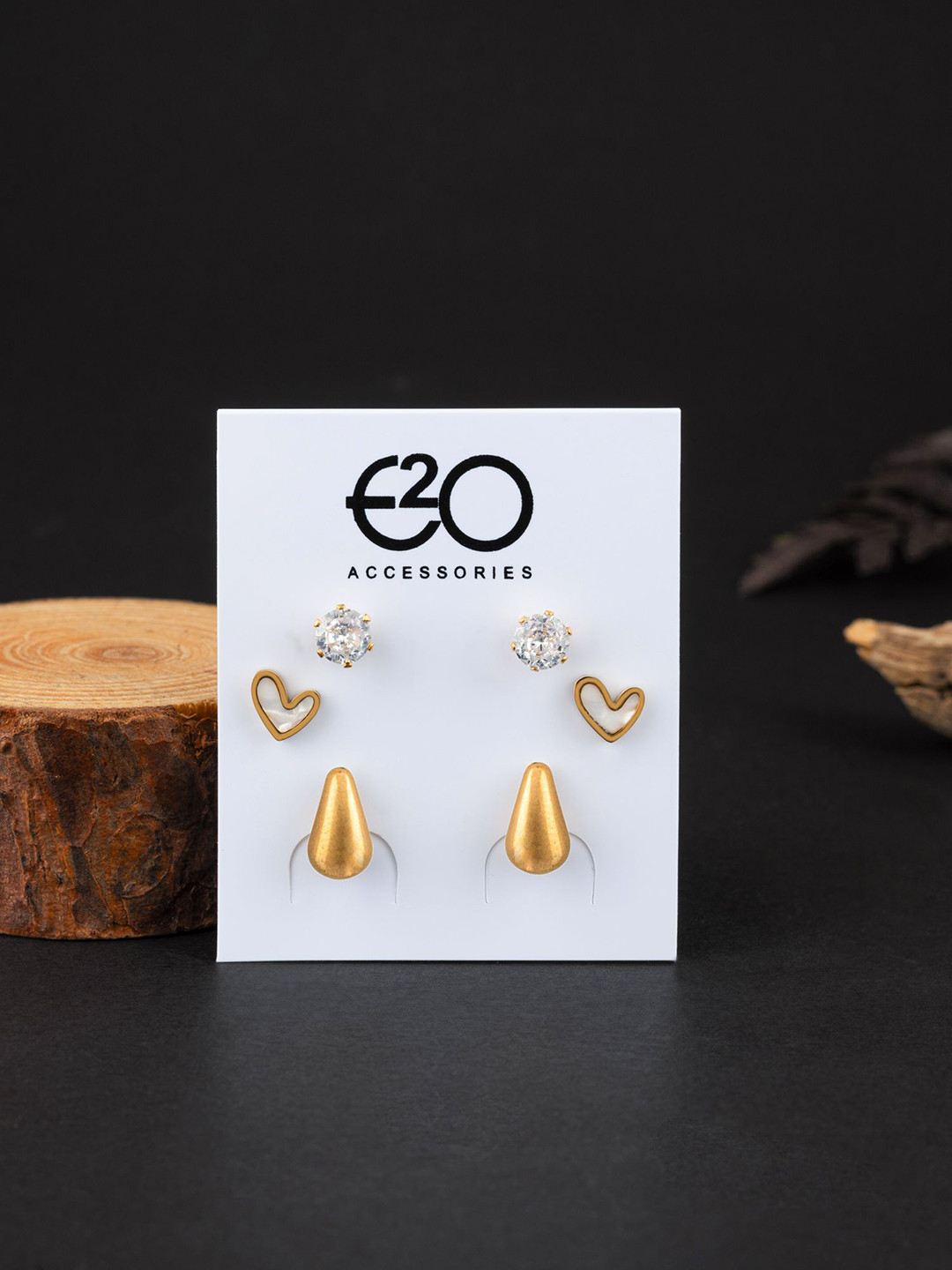 

E2O Contemporary Studs Earrings, Gold