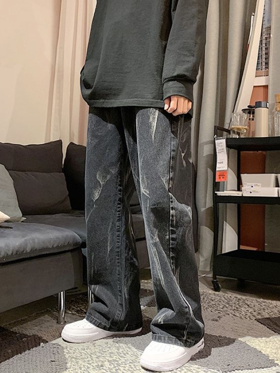 

StyleCast Men Low-Rise Wide Leg Jeans, Black