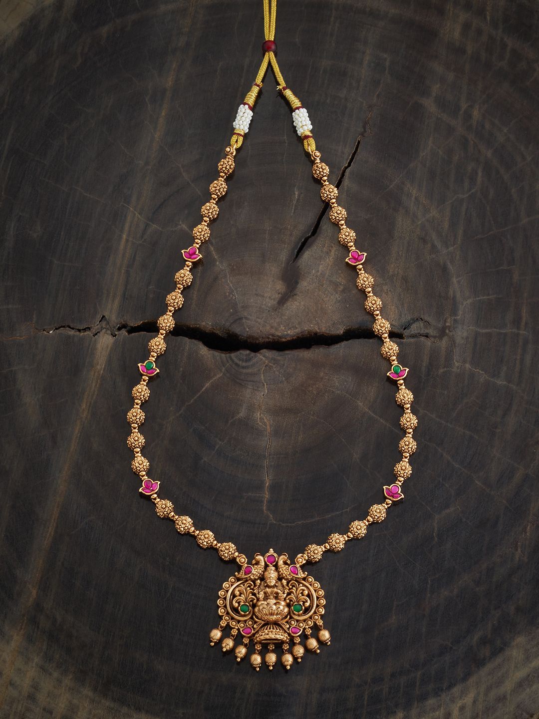 

Kushal's Fashion Jewellery Gold-Plated Artificial Stones Studded Antique Necklace