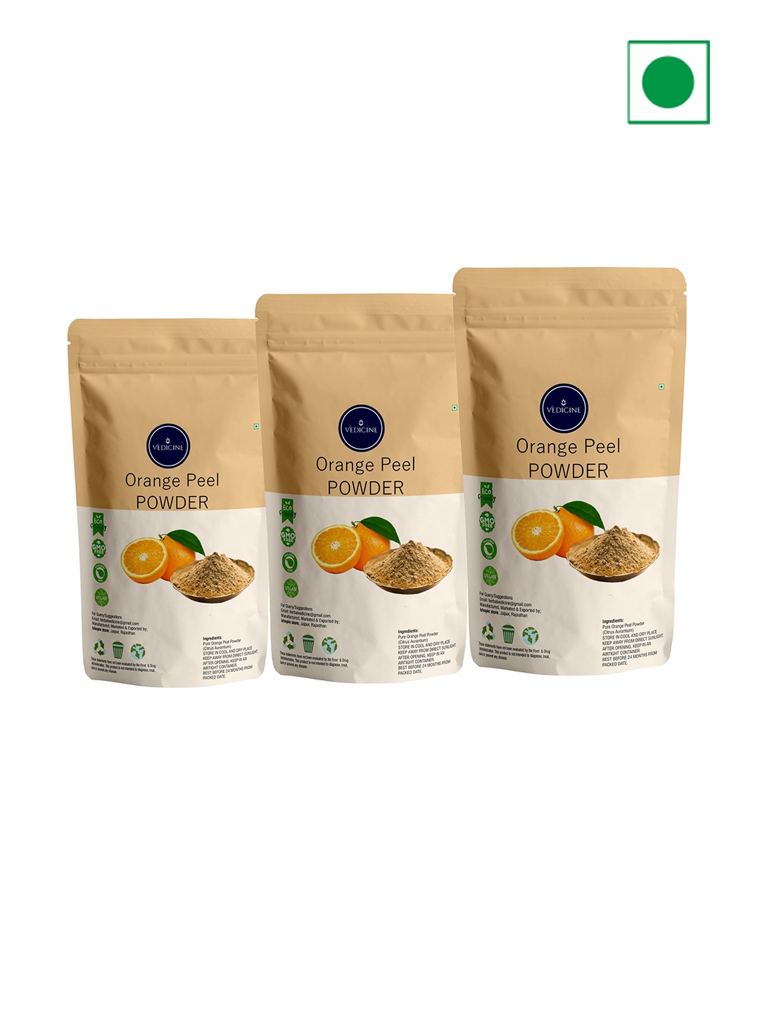 

VEDICINE Set Of 3 Orange Peel Powder Face Pack -100g Each