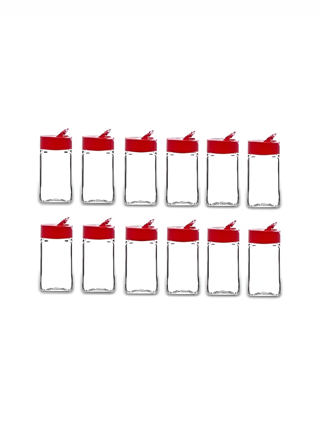

CROCO JAR Transparent & Red 12 Pieces Glass Spice Jar Containers 100 ml