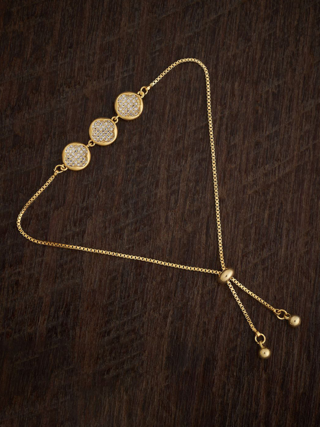 

Kushal's Fashion Jewellery Cubic Zirconia Gold-Plated Wraparound Bracelet
