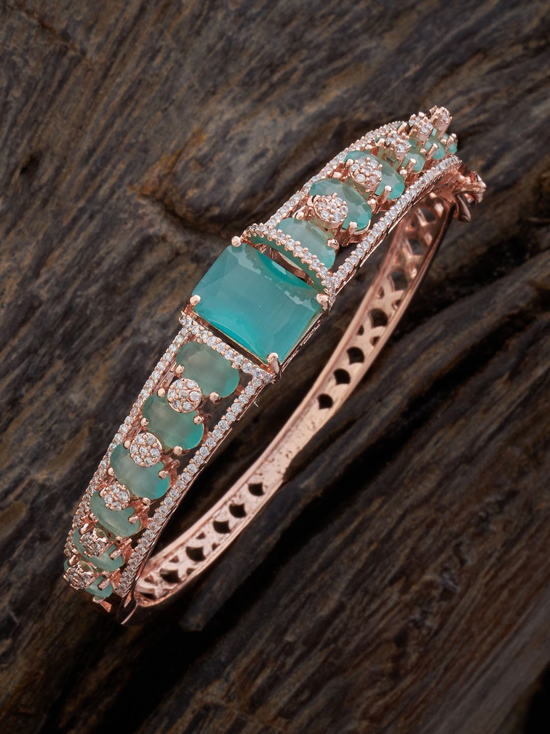 

Kushal's Fashion Jewellery Rose Gold-Plated Cubic Zirconia Bangle-Style Bracelet