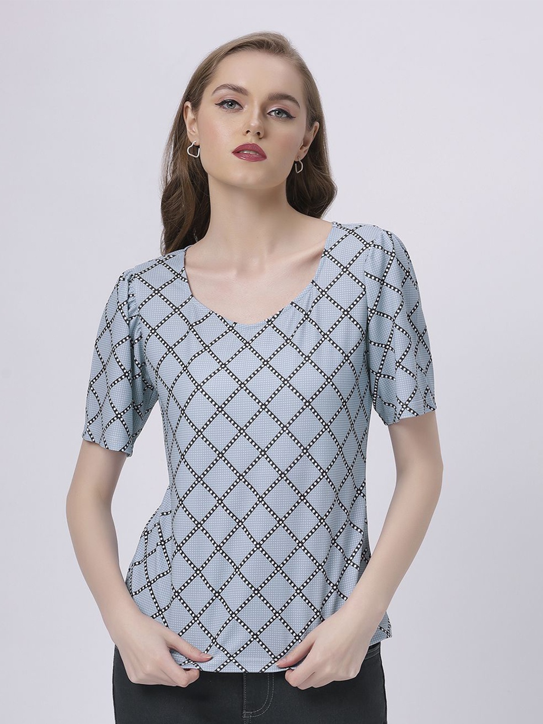 

BABA YAGA Checked Top, Grey