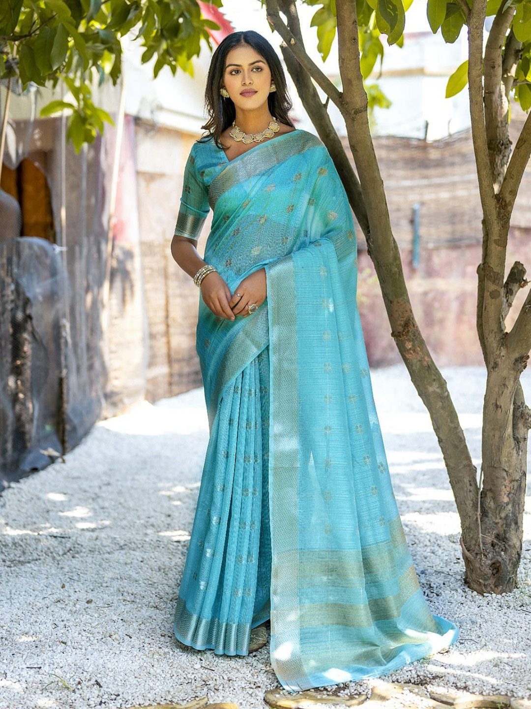 

MySilkLove Woven Design Zari Silk Cotton Saree, Blue