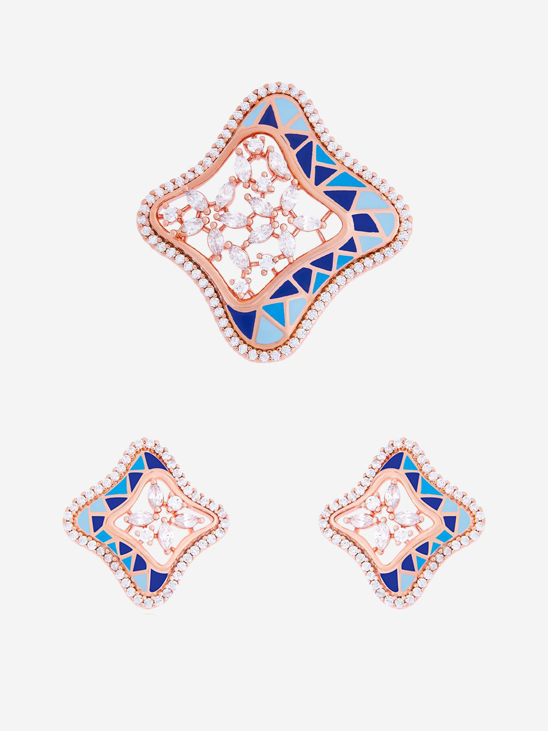 

Kushal's Fashion Jewellery Rose Gold-Plated Cubic Zirconia Stone-Studded Jewellery Set