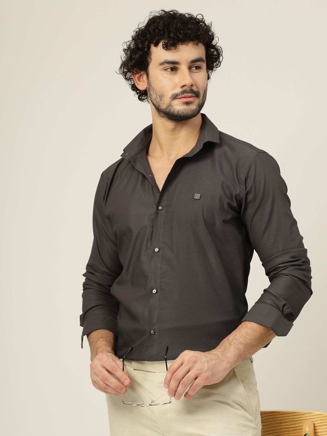 

JADEBERRY Men Classic Slim Fit Opaque Party Shirt, Grey
