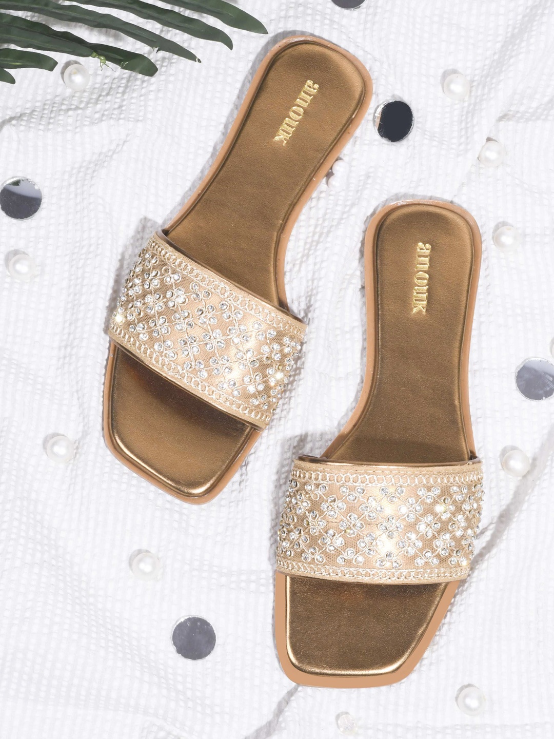 

Anouk Women Embroidered Open Toe Flats, Copper