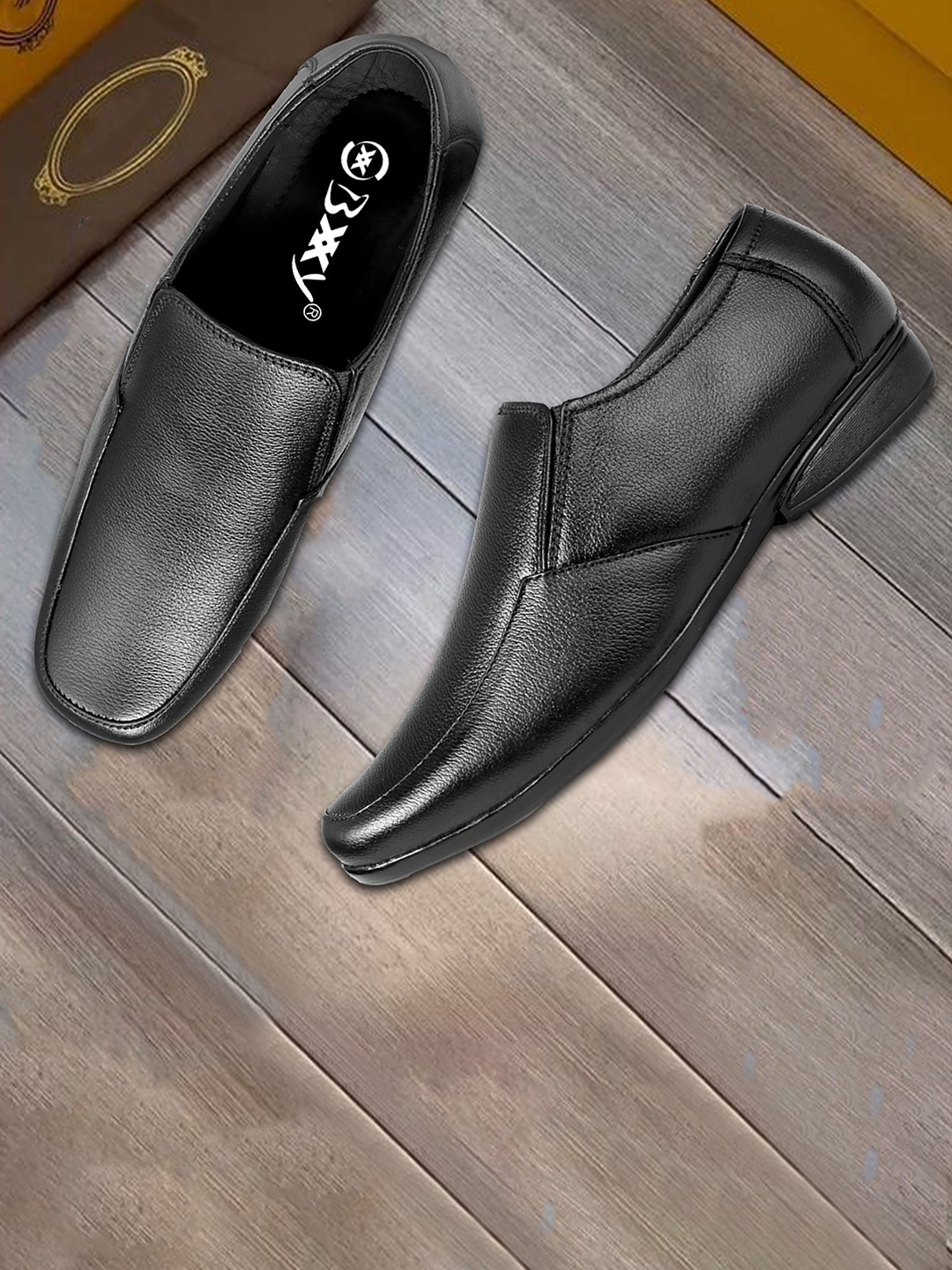 

Bxxy Men Leather Slip-Ons Loafers Formal Shoes, Black