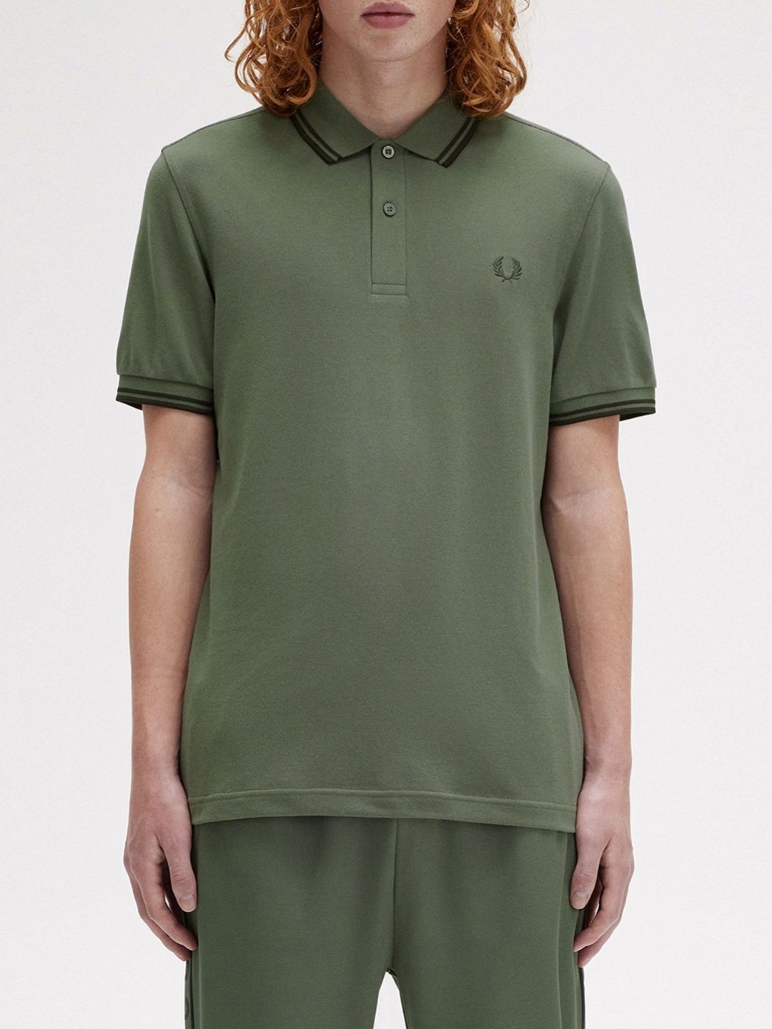 

Fred Perry Men Polo Collar Applique T-shirt, Green