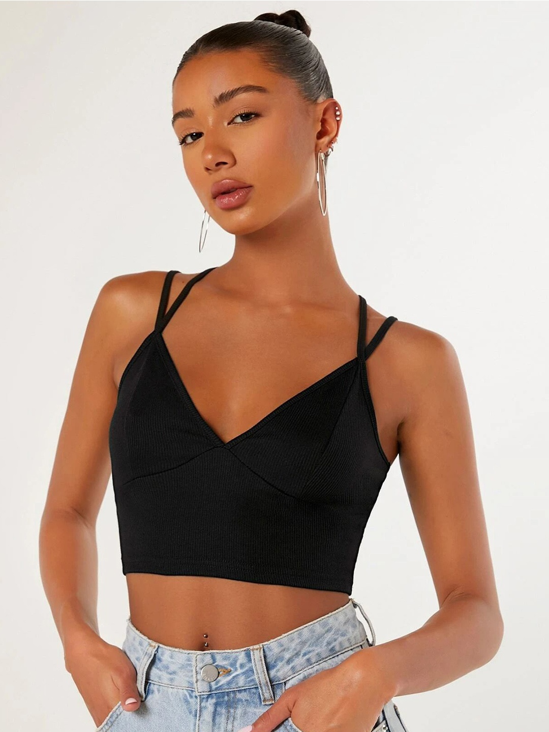 

Stylecast X Slyck Bralette Crop Top, Black