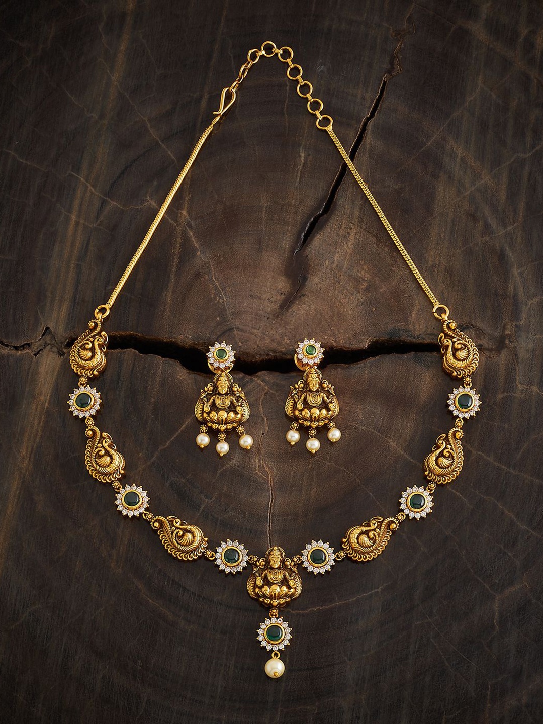 

Kushal's Fashion Jewellery Gold-Plated Antique Stone-Studded & Beaded Jewellery Set