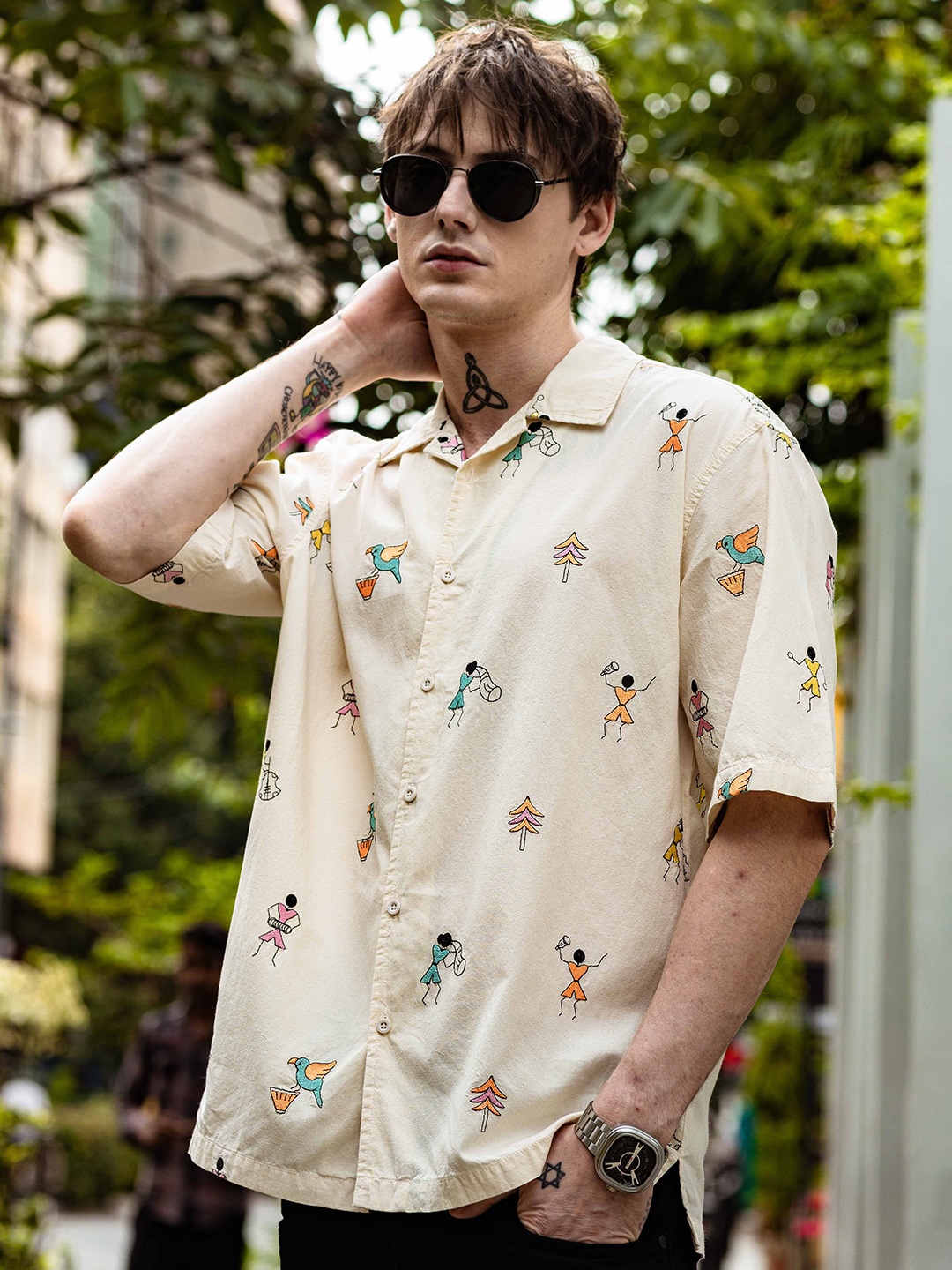 

HERE&NOW Men Opaque Printed Casual Shirt, Multi