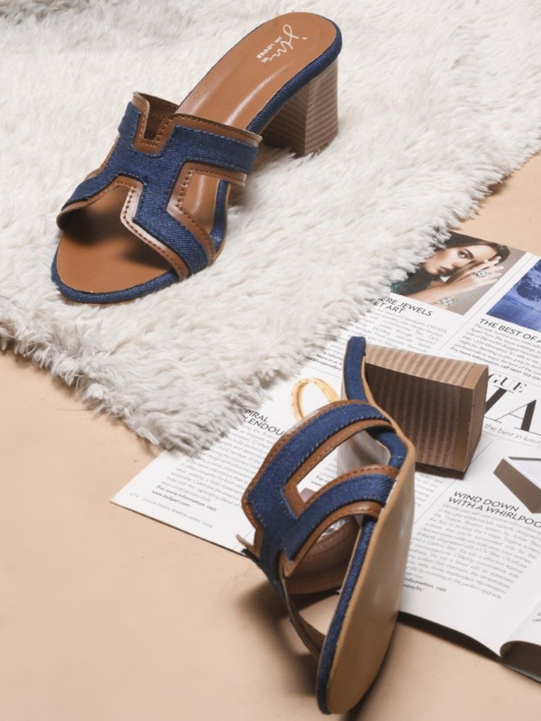 

JM Looks Colourblock Block Heel Sandals, Blue