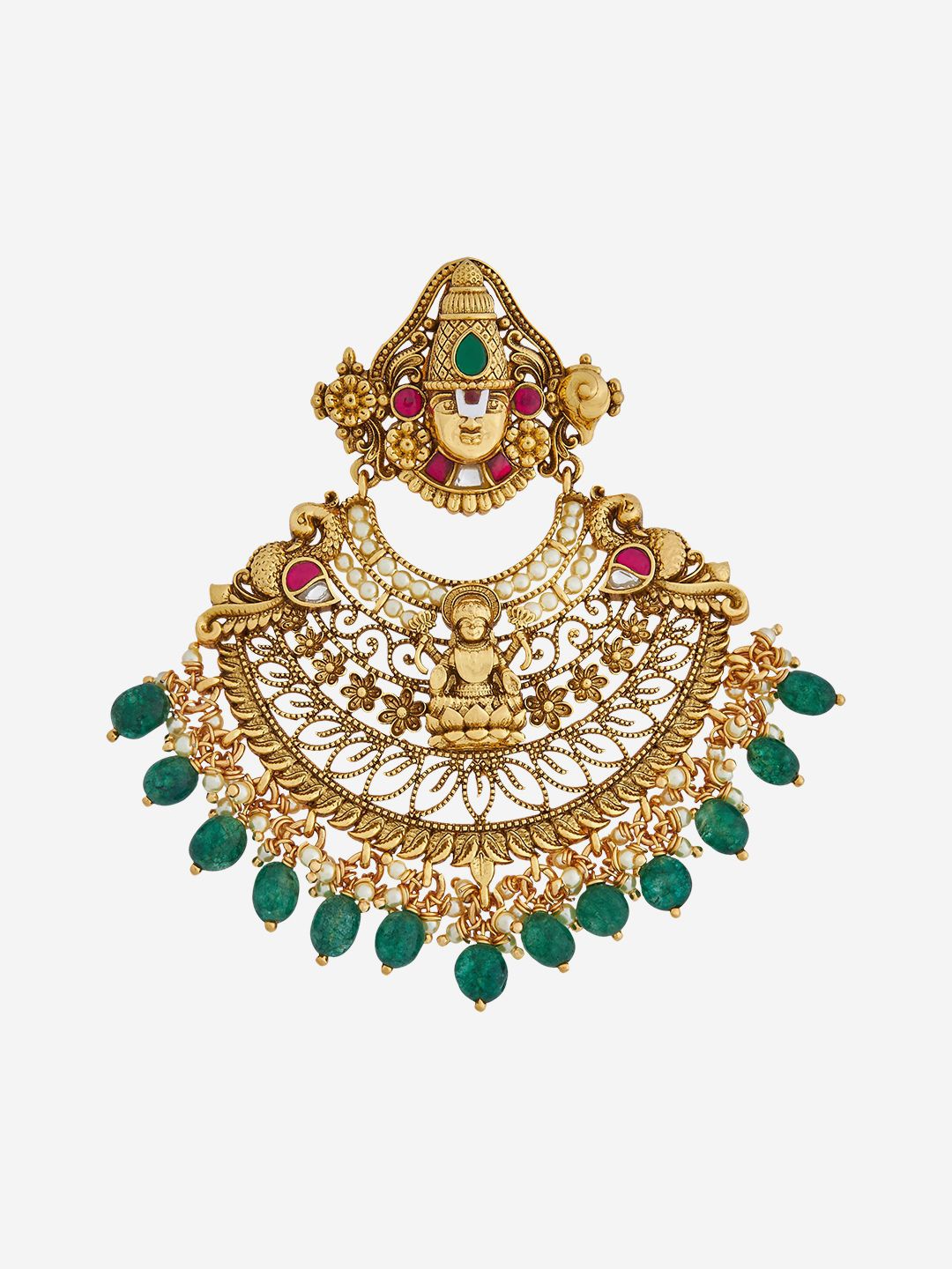 

Kushal's Fashion Jewellery 92.5 Pure Silver Gold-Plated Ruby Stone-Studded Pendant