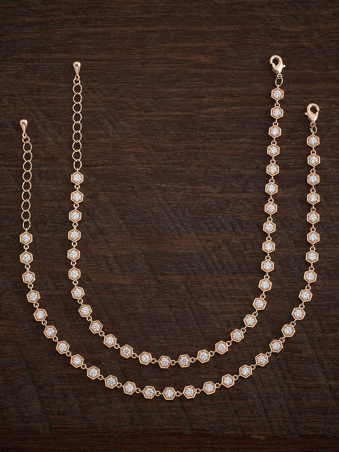 

Kushal's Fashion Jewellery Gold-Plated Stones Studded Anklets