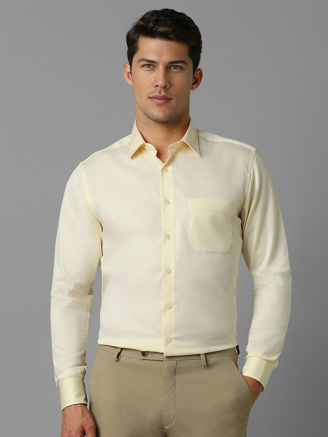 

Louis Philippe Men Slim Fit Opaque Formal Shirt, Yellow