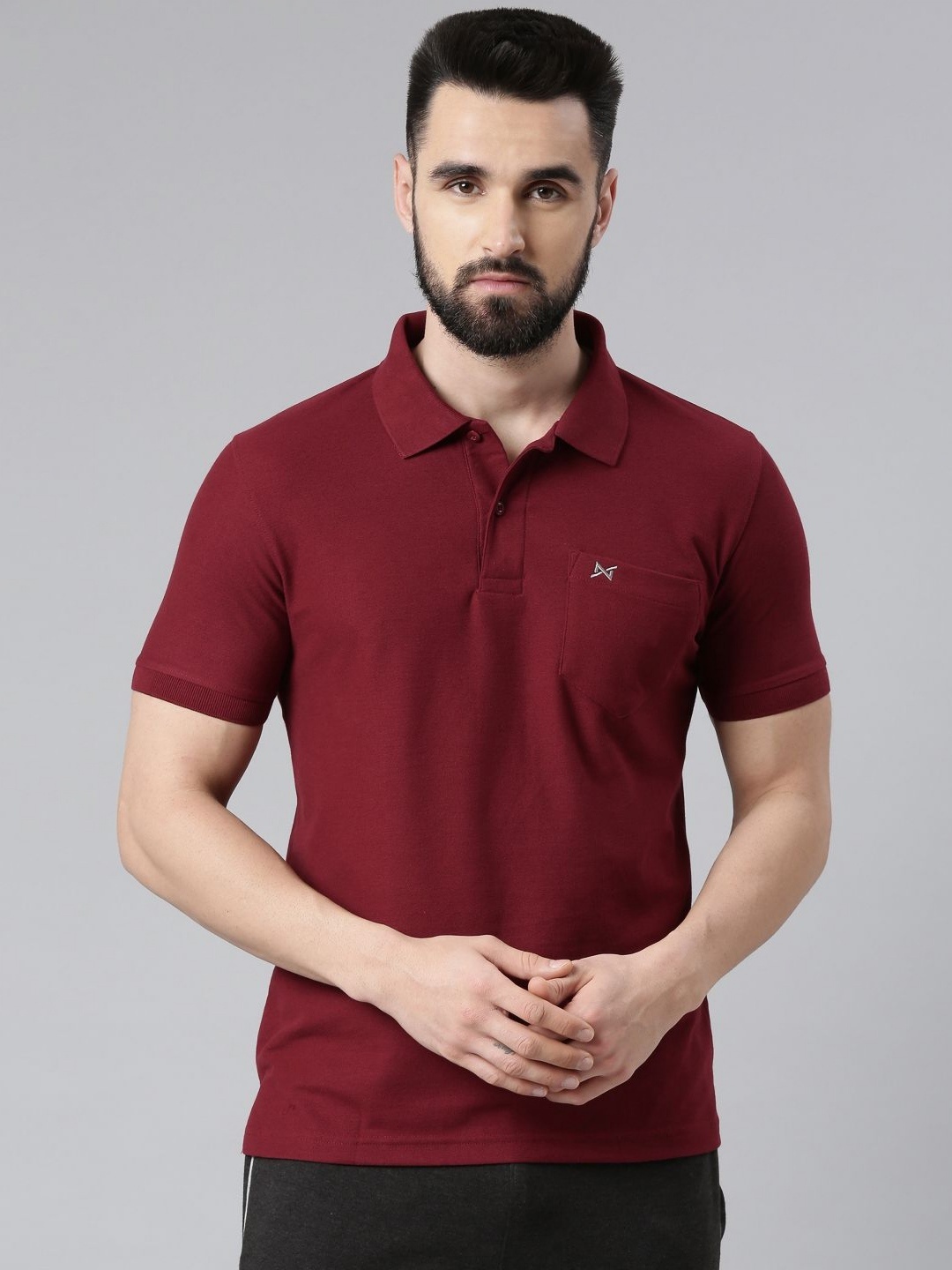 

Force NXT Men Solid Polo Collar Cotton T-Shirt, Maroon