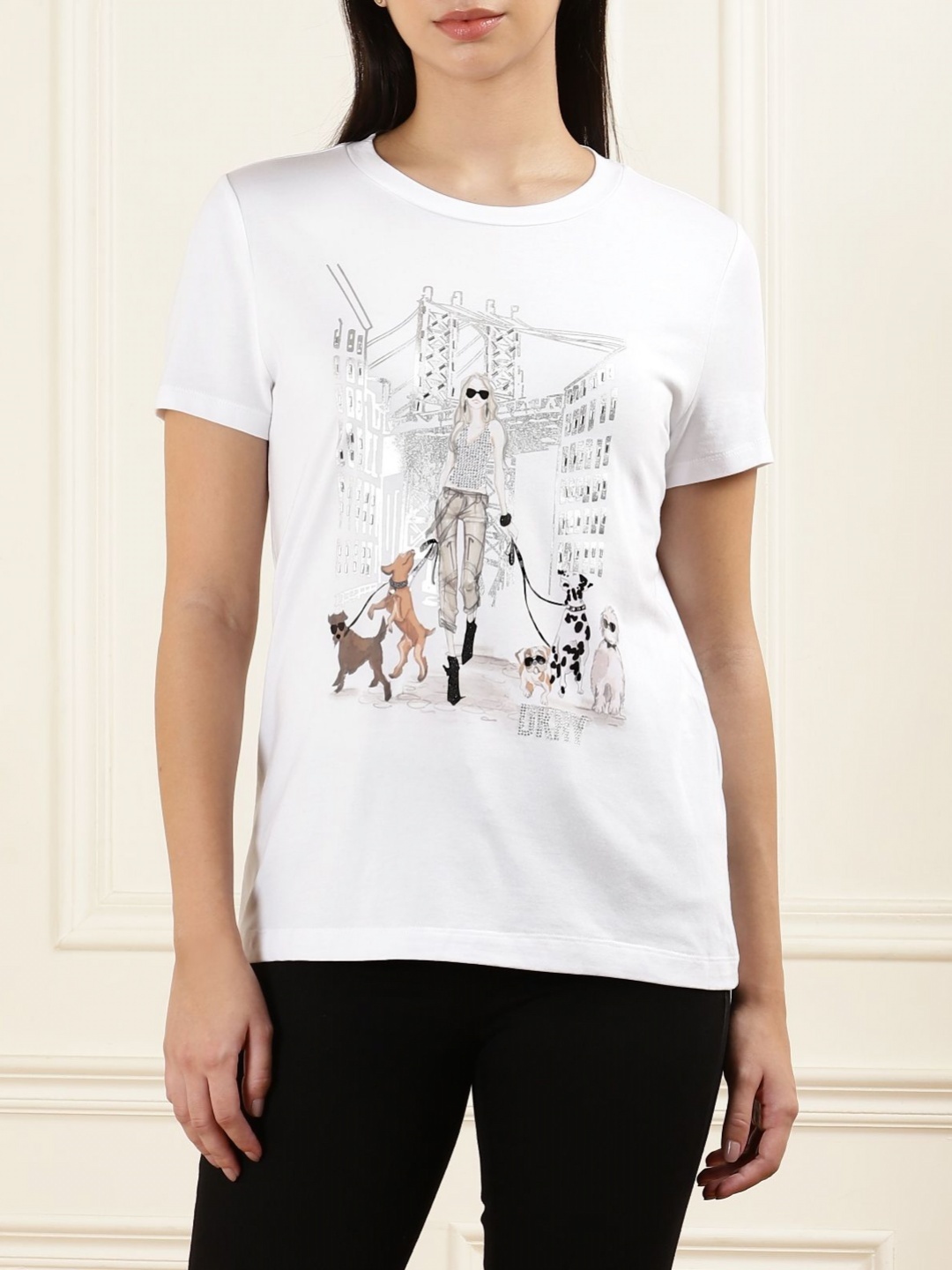 

DKNY Women Printed T-shirt, White