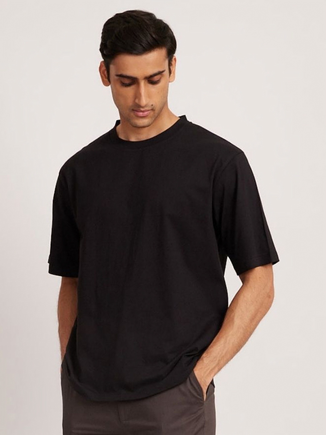 

Creatures of Habit Men Jersey Oversized Crew Neck Tshirt, Black