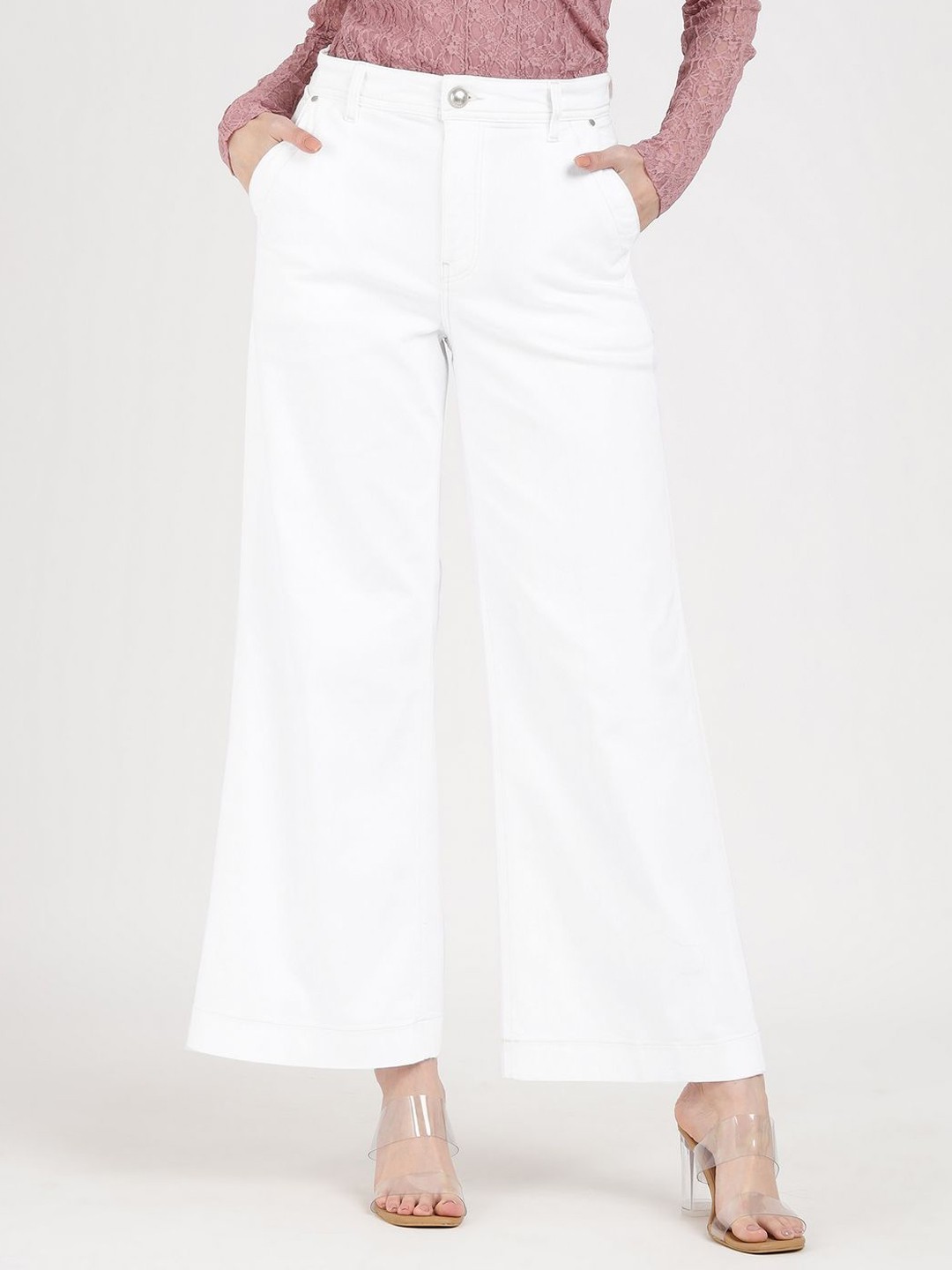 

GUESS Women High-Rise Trousers, White
