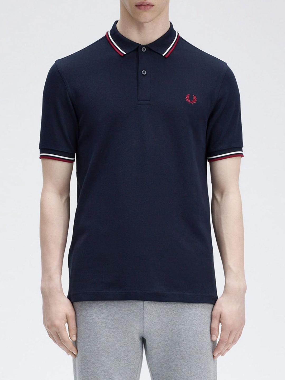 

Fred Perry Men Polo Collar Applique T-shirt, Navy blue