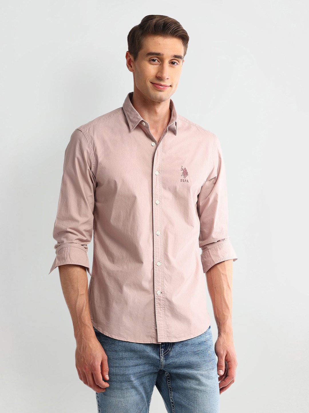

U.S. Polo Assn. Denim Co. Men Classic Slim Fit Opaque Casual Shirt, Purple