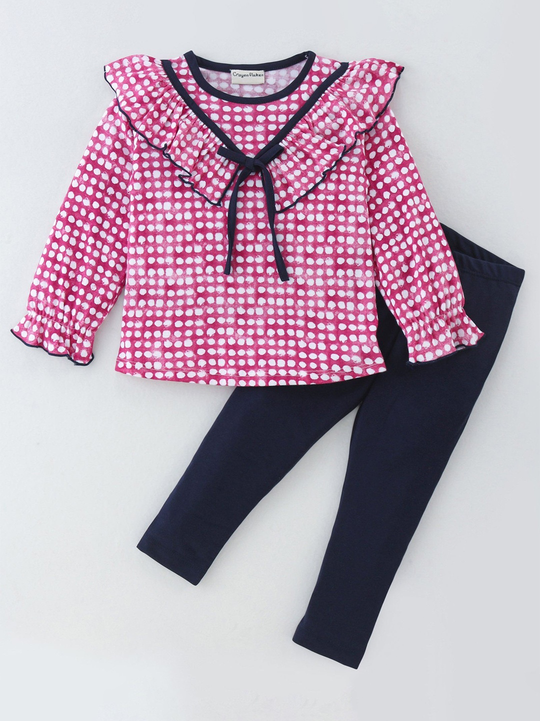 

CrayonFlakes Girls Printed Top with Leggings, Pink