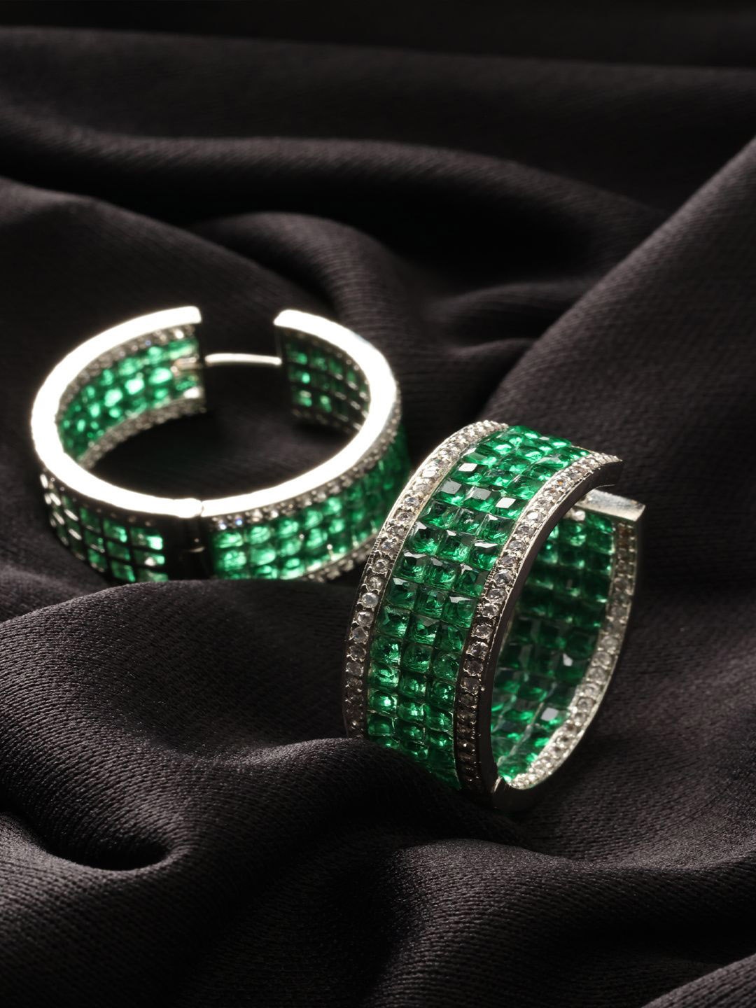 

Niscka Contemporary Hoop Earrings, Green