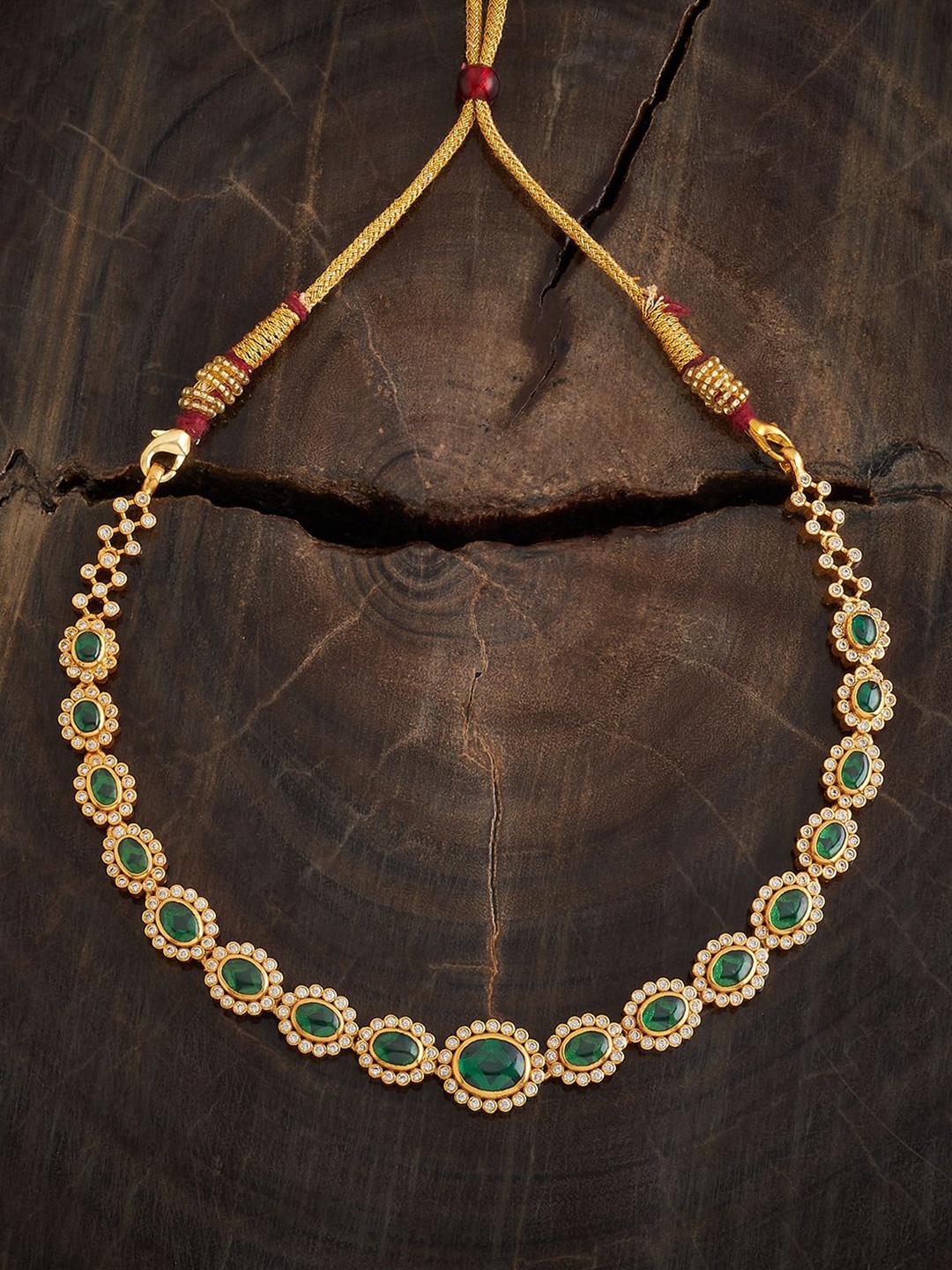 

Kushal's Fashion Jewellery 92.5 Sterling Silver Gold Plated Stones Studded Necklace