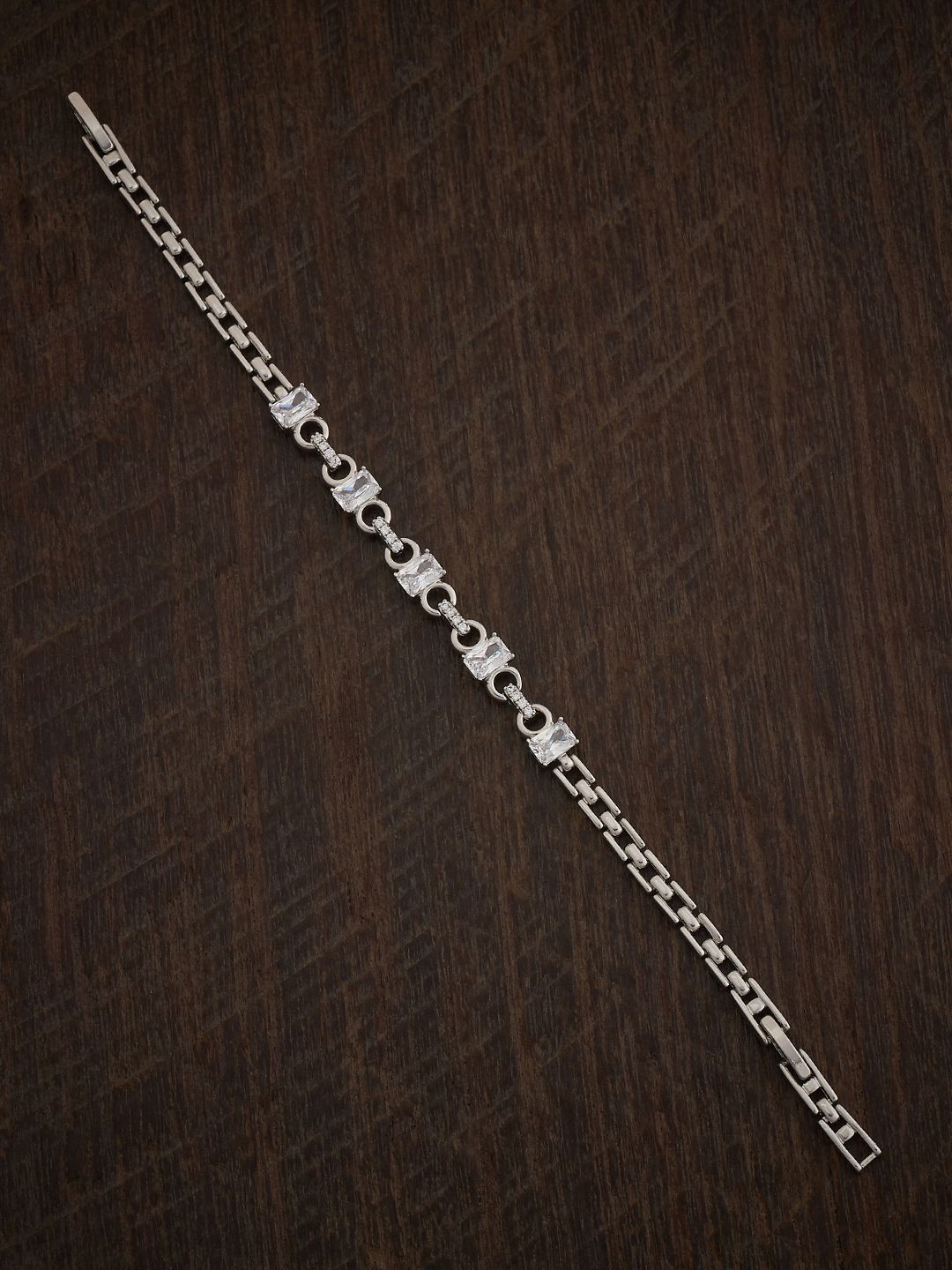

Kushal's Fashion Jewellery Cubic Zirconia Rhodium Plated Wraparound Bracelet, Silver
