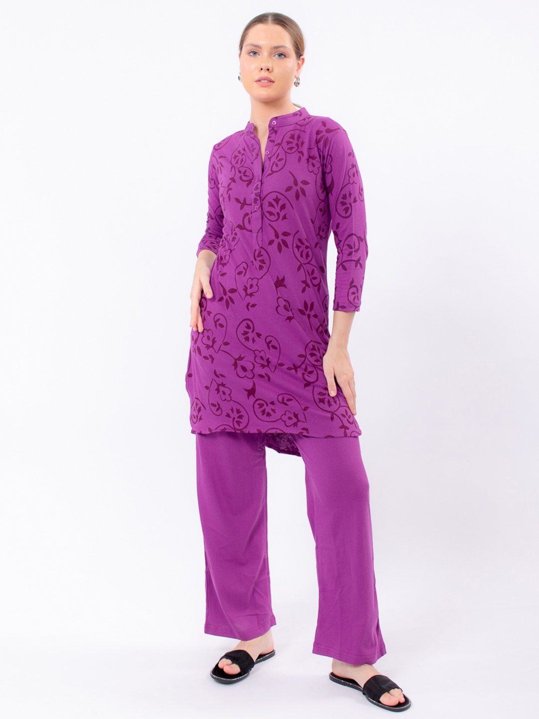 

ELEVENS HEAVEN Printed Night suit, Purple