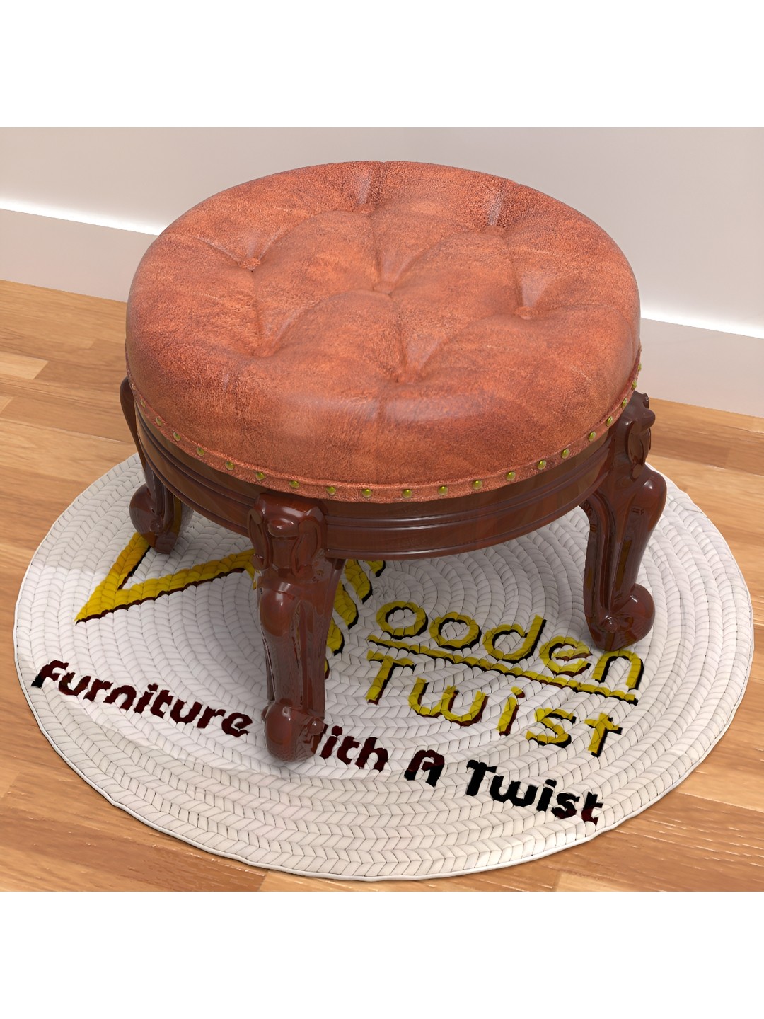 

Wooden Twist Brown Textured Round Wooden Ottomans