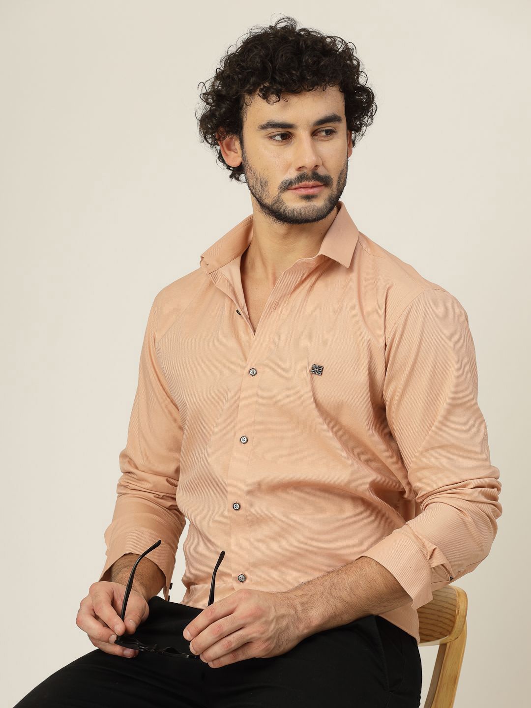 

JADEBERRY Men Classic Slim Fit Opaque Party Shirt, Peach