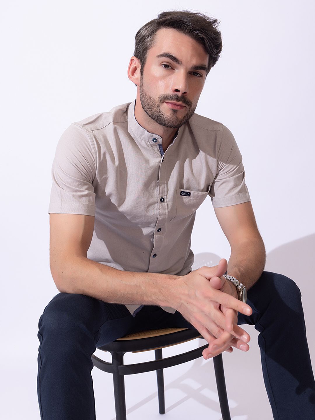 

ARMISTO Men Modern Opaque Party Shirt, Grey