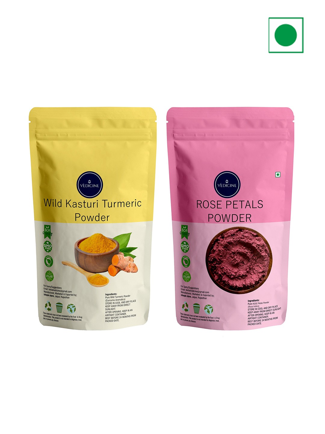 

VEDICINE Set Of 2 Rose and Wild Turmeric Power Face Pack- 100gEach