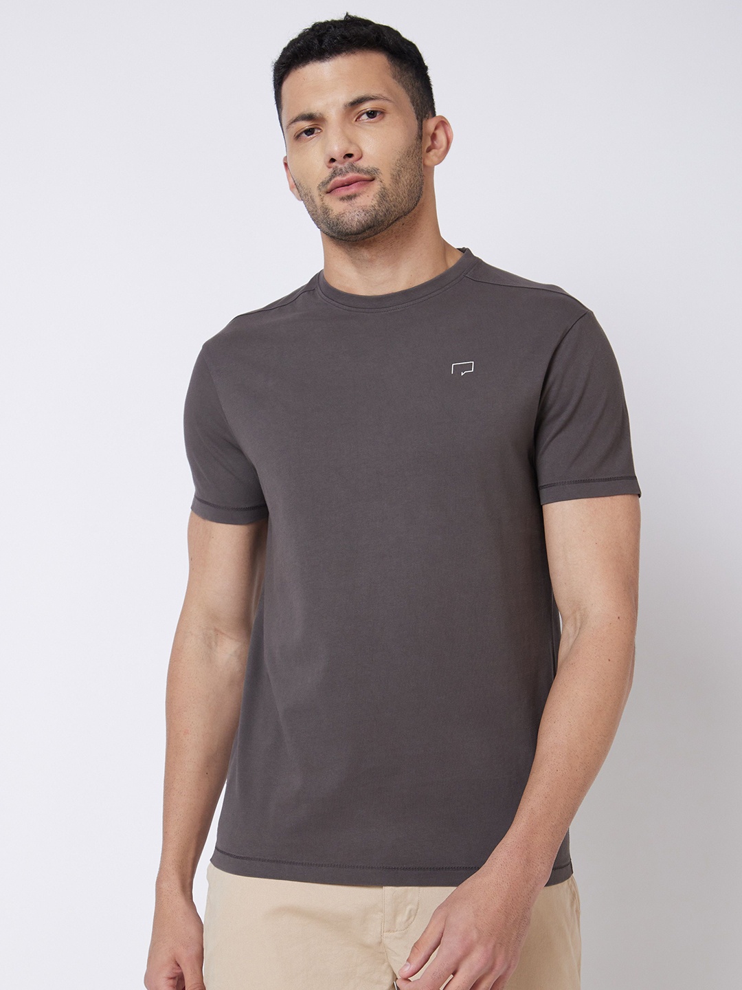 

ROAR FOR GOOD Unisex Solid Round Neck Organic Cotton T-Shirt, Grey