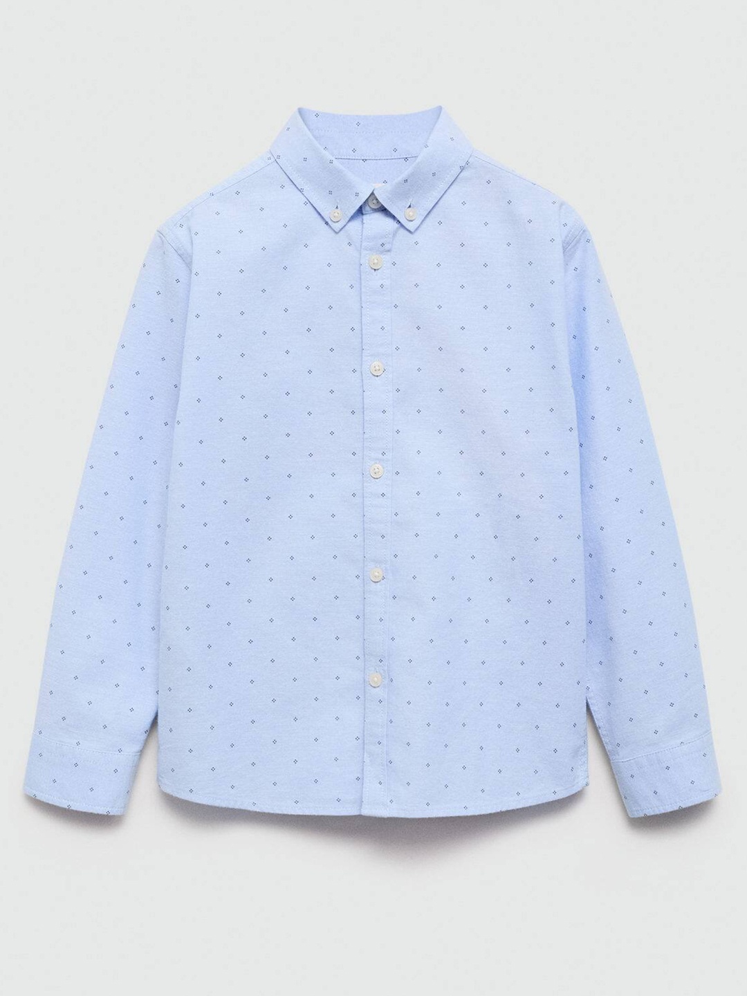 

Mango Kids Boys Pure Cotton Geometric Micro Disty Printed Casual Shirt, Blue