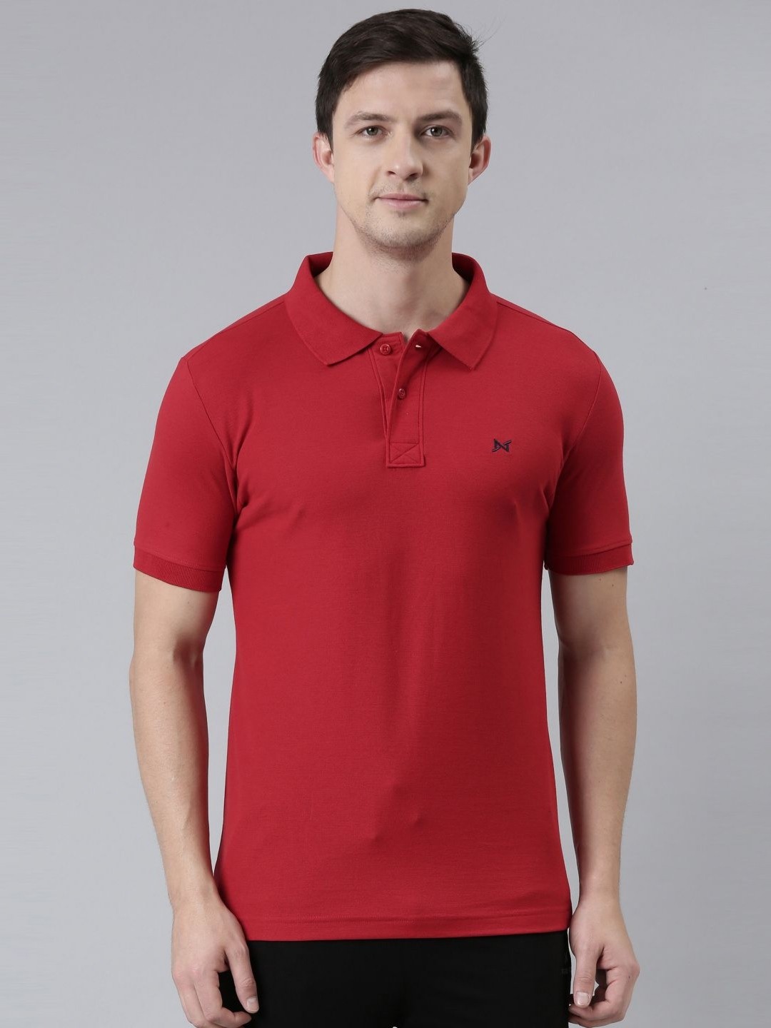 

Force NXT Men Solid Polo Collar Cotton T-Shirt, Red