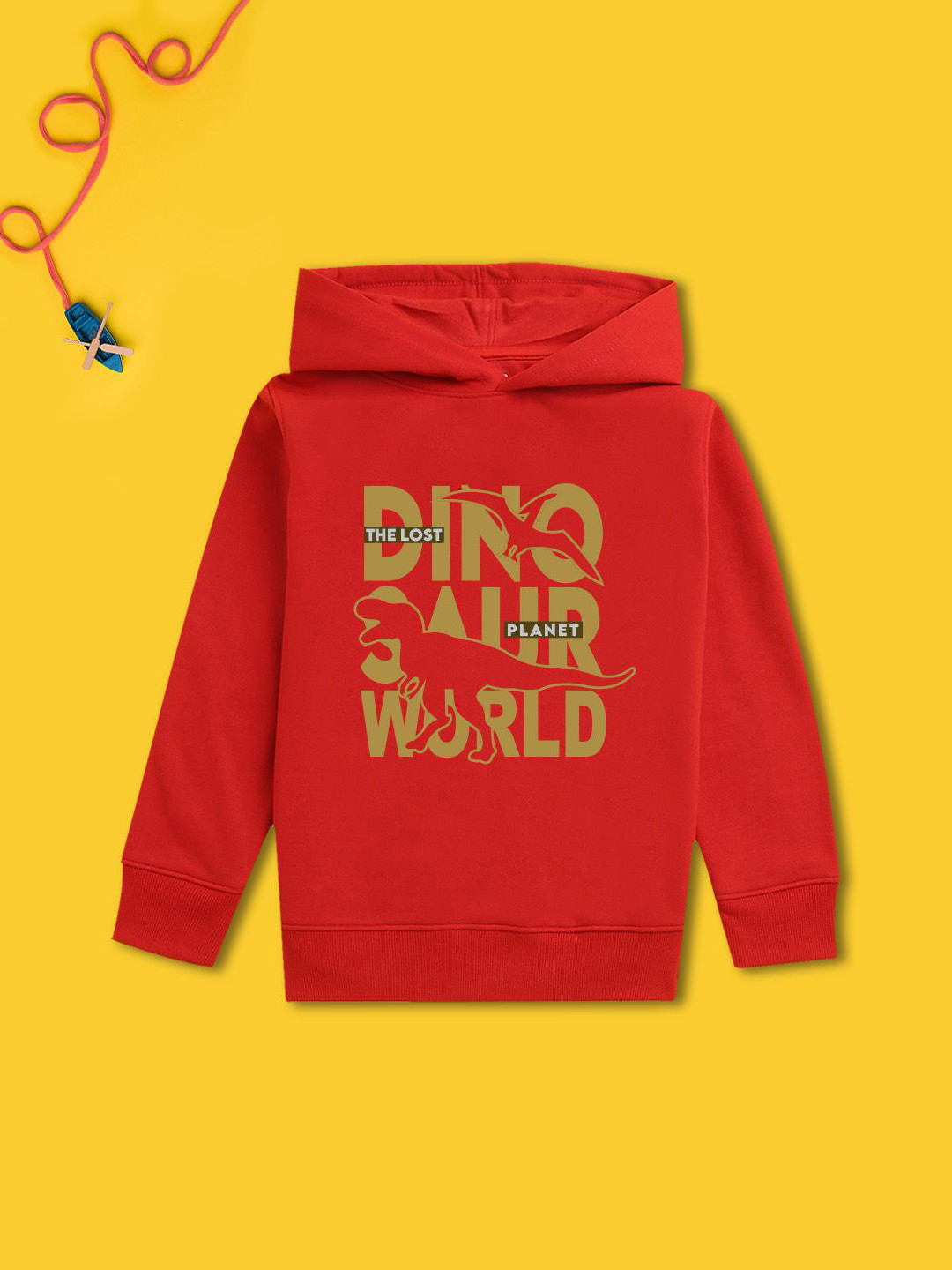 

NUSYL Boys Printed Hooded Sweatshirt, Red