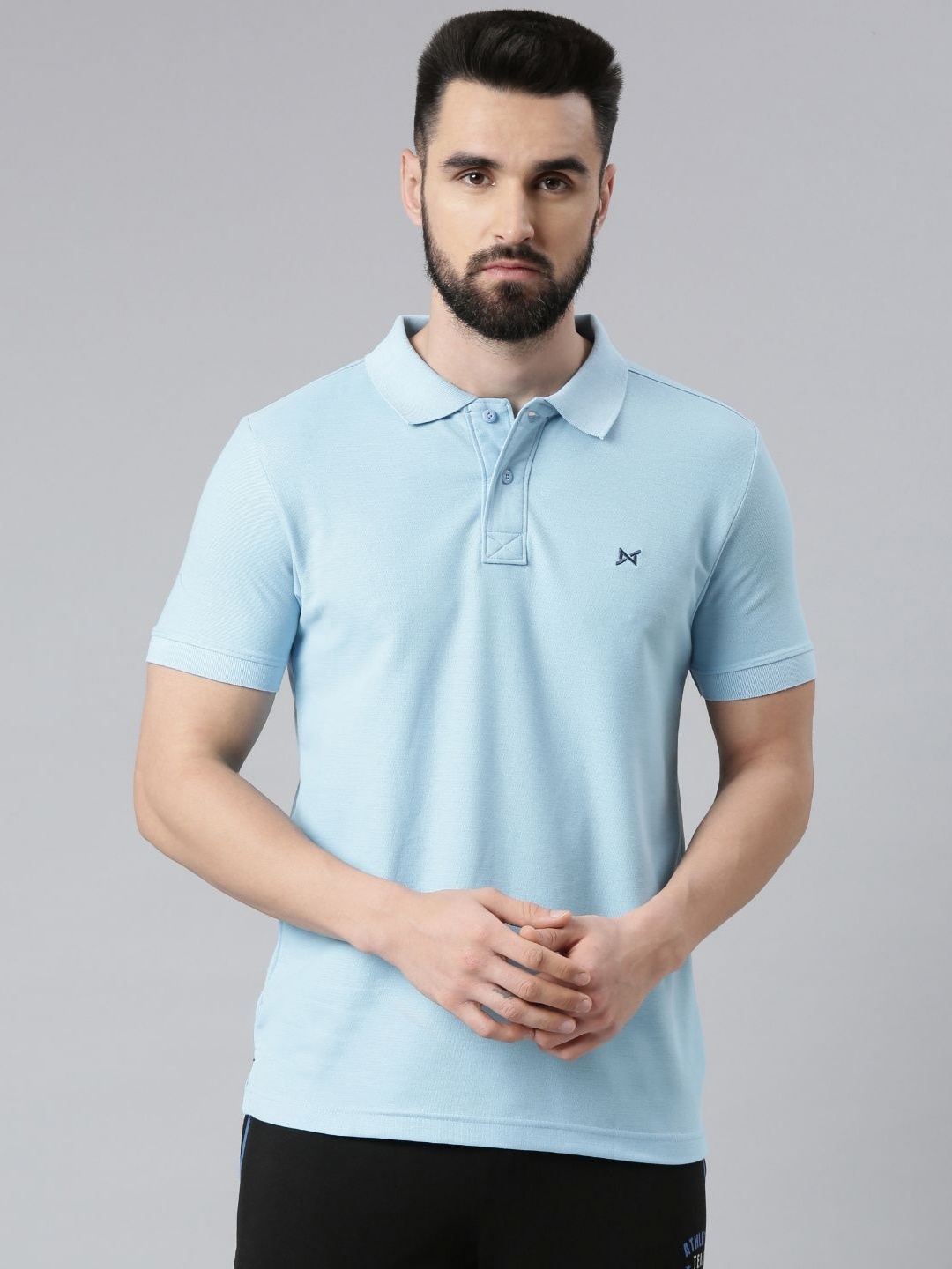 

Force NXT Men Solid Polo Collar Cotton T-Shirt, Blue