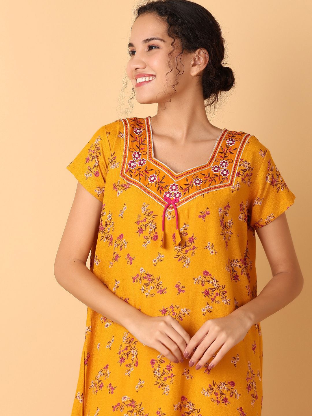 

V-Mart Printed Maxi Nightdress, Mustard